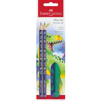 Abbildung von FABER CASTELL 111517 Schreibset Dino mit Bleistifte HB und Radiergummi, Schulset für Kinder