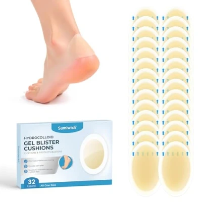 Abbildung von Sumiwish Blasenpflaster Hydrokolloid Bandages Wasserdichte Blasenpolster für Ferse, Zehen und Füße, Extra starker Schutz schnelle Erholung(32 Count，Heel Pack)