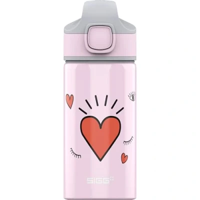 Abbildung von SIGG Alu Trinkflasche Kinder Miracle Girl Power mit Trinkhalm Auslaufsicher Federleicht BPA frei Klimaneutral Zertifiziert Schule &amp; Sport Pink Herzen 0,4L