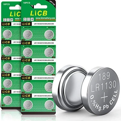 Abbildung von LiCB 20 Stück LR1130 batterien knopfzellen, AG10 l1131 189 1,5V Alkaline Batterie, lr54 knopfzelle 3 Jahre Lagerfähigkeit 100% Voll Garantie