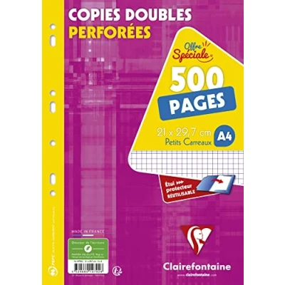 Abbildung von Clairefontaine 14792C Packung mit 500 Kanzleibögen, DIN A4, kariert, 1 Pack, Weiß