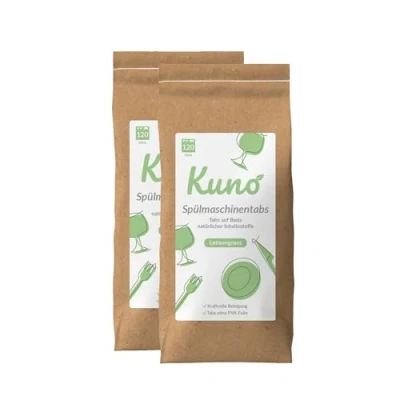 Abbildung von Kuno Spülmaschinentabs 240 Tabs Biologisch abbaubar und ohne Plastik Effektive Reinigung Frischer Lemongrass Duft (2er Pack, 240, stück)