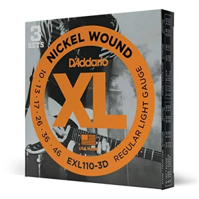 Abbildung von D&#039;Addario Gitarrensaiten E Gitarre Gitarren Saiten EXL110 3D Regular Light, 10 46 3 Stück