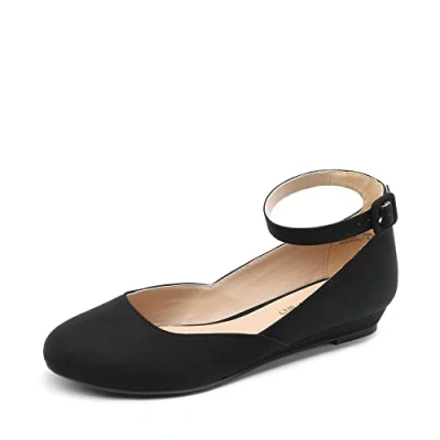 Abbildung von DREAM PAIRS Ballerinas Damen Riemchenballerina Elegant Flats Schuhe REVONA E Schwarz/Wildleder Größe 37 (EUR)