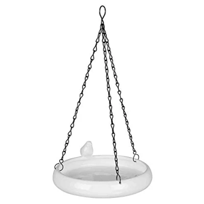 Abbildung von Trixie 55629 Vogeltränke hängend, Keramik, 500 ml/ø 21 cm, weiß