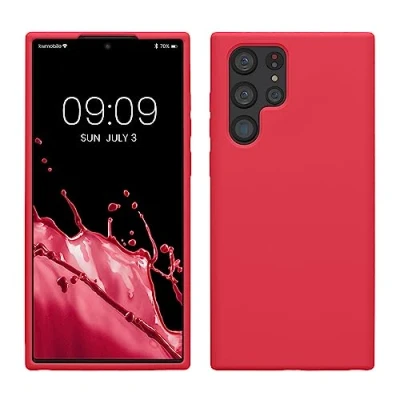 Abbildung von kwmobile Hülle kompatibel mit Samsung Galaxy S22 Ultra Silikon Handy Case Handyhülle weiche Oberfläche kabelloses Laden Awesome Pink