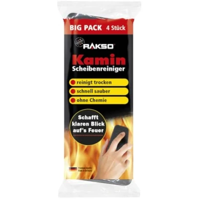 Abbildung von RAKSO Kaminscheibenreiniger 4 Kaminglasreinger, 2x2 Stk. Kaminreiniger Scheibe, Ofenglasreiniger, Kamin Scheibenreinigung, Kaminglas Reiniger, Ofenreiniger