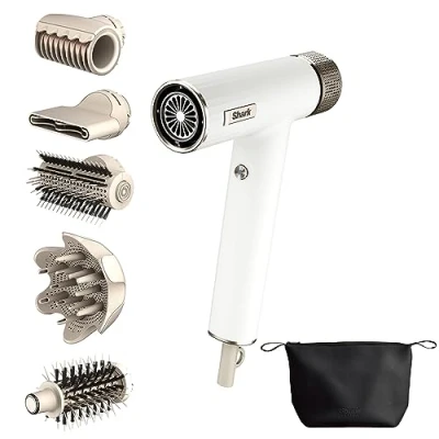 Abbildung von Shark SpeedStyle Haartrockner &amp; RapidGloss Finisher Für glattes welliges Haar, 3 Styler, Schnelltrocknend, Glättet Fliegende Haare, Alle Haartypen, Keine Hitzeschäden, Ionisch, Seide, HD333EU