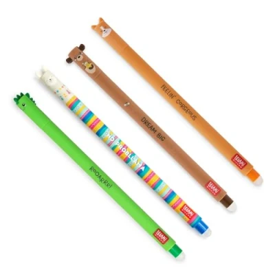 Abbildung von LEGAMI Set mit 4 löschbaren Gelstiften, Friends_2, Schwarze, Blaue, Grüne, Rote Tinte, 4er Pack