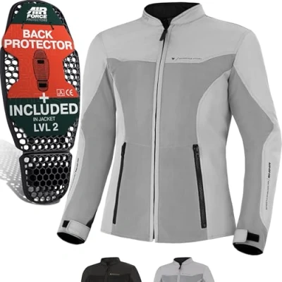 Abbildung von SHIMA OPENAIR LADY Motorradjacke Damen Leichte, Atmungsaktive Sommer Mesh Motorcycle Stadt Textiljacke Männer mit CE Schulter Ellbogen und Rückenprotektoren, Breitenverstellung (Grau, M)