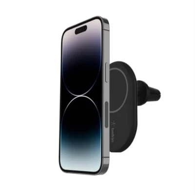 Abbildung von Belkin BoostCharge drahtloser magnetischer Kfz Telefon Halter, Ladegerät, Auto kompatibel mit MagSafe fähigem iPhone 16, 15, 14, 13, 12 (inkl. Kabel)