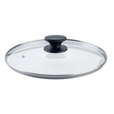 Abbildung von FACKELMANN Pfannenglasdeckel 28cm Hitzebeständig, Bakelit Griff, 3 Jahre Garantie, Shadow Black Universal Pfannendeckel für alle Pfannen