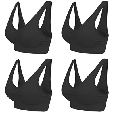 Abbildung von Boolavard Comfort BH Seamless Bustier Freizeit und Sport BH, Sporttop, Nahtlos, Form Top ohne Bügel, Ahh Bra Wohlfühl (S: 76 81cm (65A 70B), 4 x Schwarz)