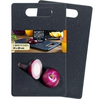 Abbildung von Moritz &amp; 2x Schneidebrett Kunststoff Set in Granit Optik 25 x 15 cm Schneidebretter BPA frei Frühstücksbrettchen hygienisch und spülmaschinenfest