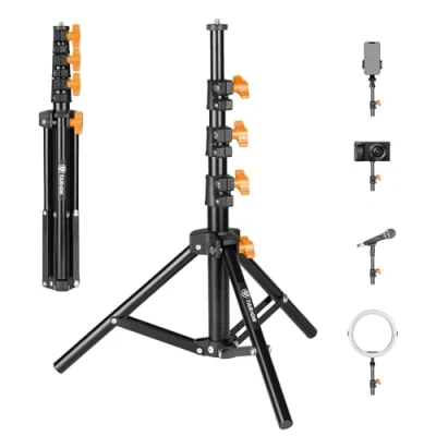 Abbildung von TARION Lichtstativ 130cm Metall Lampenstativ: Tischstativ Bodenstativ für Studio Outdoor Fotografie Ringlicht Blitzlicht
