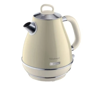 Abbildung von Ariete Vintage Wasserkocher 2869, Retro Elektrischer mit Sichtbarem Wasserstand, Kabellosem 360 Sockel, Abschaltautomatik, Teesieb, Fassungsvermögen 1,7 l, Edelstahl, 2000 W, Beige