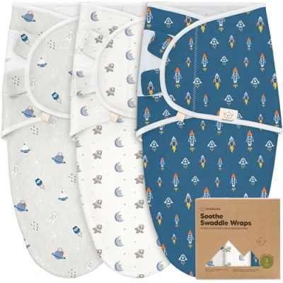 Abbildung von KeaBabies 3 Pack Bio Swaddle Schlafsack Baby Pucksack 0 monate für Neugeborene, Weich und Gemütlich Pucktuch Säuglinge fur Mädchen, Jungen, Babyschlafsack Neugeborene,Atmungsaktiv(Cosmo)
