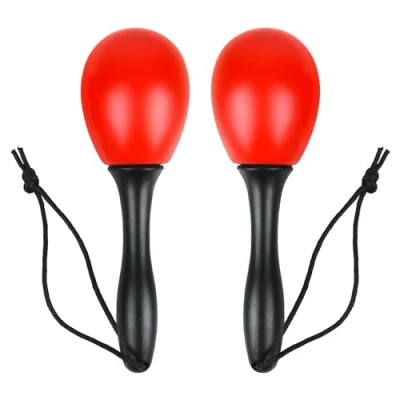 Abbildung von A Star kleines Eier Maraca Paar aus Kunststoff 12 cm Shaker Rassel, Percussion Rhythmusinstrument Rot