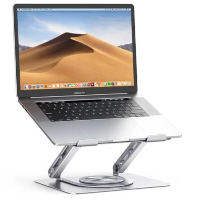 Abbildung von UGREEN Laptop Ständer 360 Drehbare, Höhenverstellbarer Faltbarer Stand Ergonomischer, Belüfteter Laptopständer Notebook Kompatibel mit MacBook, Air, Pro, alle Laptops 10 17.3&quot;, Grau