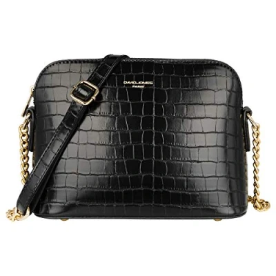 Abbildung von David Jones Damen Krokodil Umhängetasche Frau Kroko PU Leder Kleine Handtasche Kette Tasche Schultertasche Abendtasche Crossbody Bag Zip Reißverschluss Handy City Party Clutch Mode Schwarz