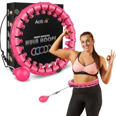 Abbildung von K MART Smart Weighted Hula Ring Hoops, Circle 24 Abnehmbarer Fitnessring mit 360 Grad Auto Spinning Ballmassage, Gymnastik, Fitness für Erwachsene zur Gewichtsreduktion (Mintgrün)