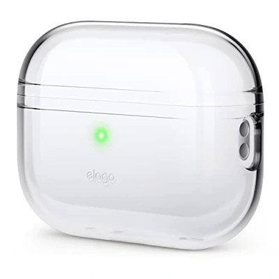Abbildung von elago Clear Case Hülle Kompatibel mit Apple AirPods Pro 2. Generation Schutzhülle, Stoßfest, Inklusive Gel Tape, Kabelloses Aufladen, Reduziert Vergilbung (Transparent)