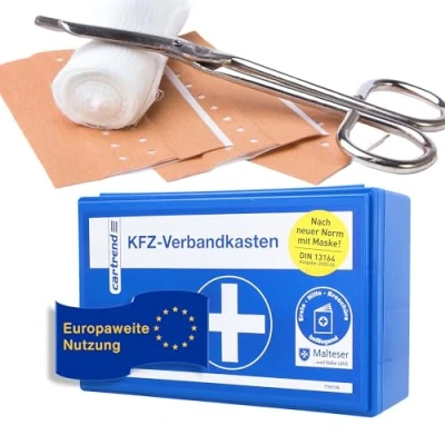 Abbildung von cartrend Verbandkasten Classic mit Malteser Erste Hilfe Sofortmaßnahmen, DIN 13164, blau