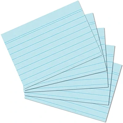 Abbildung von Exacompta 10810SE 100er Pack Premium Karteikarten liniert DIN A7 ideal für die Schule, zum Lernen von Vokabeln und passend zur Bunnybox Lernkartei 74 x 105 mm blau