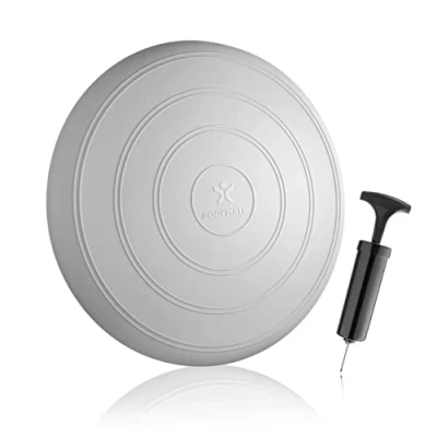 Abbildung von BODYMATE Ballsitzkissen Comfort inkl. Pumpe Silber GRAU 33cm Durchmesser Balance Kissen, Sitzballkissen, Luftkissen, Pad Core , Fitness Reha Koordinations und Rückentraining