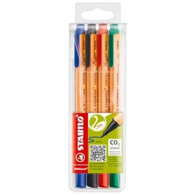 Abbildung von STABILO Umweltfreundlicher Filzschreiber GREENpoint 4er Pack blau, schwarz, rot, grün