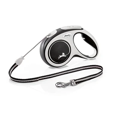 Abbildung von Flexi Leine New Comfort, Hundeleine Katzenleine Rollleine, Schwarz, M 20kg / 5m Seil