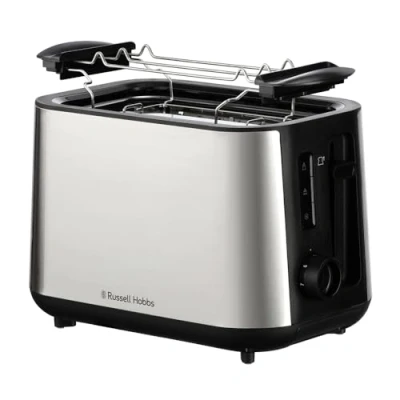 Abbildung von Russell Hobbs Toaster [für 2 Scheiben] Heaton (extra breite Toastschlitze, 6 Bräunungsstufen, Hebefunktion, Auftau , Aufwärm &amp; Stoppfunktion, Krümelschublade, Brötchenaufsatz, Edelstahl) 27390 56