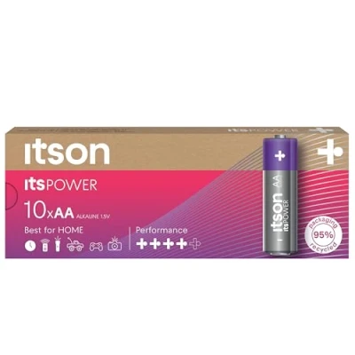 Abbildung von ITSON, Batterien AA, 10 Stück, 1.5V, Alkaline Batterien, für Uhren, Taschenlampen, Fernbedienungen, umweltfreundliche Verpackung 95% recycelt