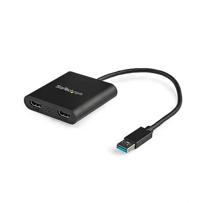Abbildung von StarTech.com USB 3.0 auf Dual HDMI Adapter 1x 4K 30Hz &amp; 1080p Externe Video und Grafikkarte A Monitor Display Unterstützt nur Windows Schwarz (USB32HD2) (Win Only)