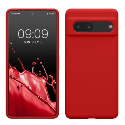 Abbildung von kwmobile Handyhülle für Google Pixel 7 Hülle, Case Hülle Silikon kabelloses Laden Klassisch Rot