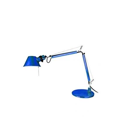Abbildung von Artemide Tolomeo Micro Tischlampe mit Fuss, Länge 45 Höhe 37 max 73 cm, blau