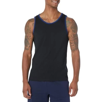 Abbildung von Amazon Essentials Herren Tanktop, Schmale Passform, Schwarz/Blau, XS