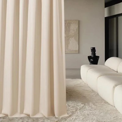 Abbildung von ROOM99 Vorhang mit Kräuselband Aura 180 x 250 cm Breite Höhe Verdunkelung Schiebegardinen Deko Modern Curtain Gardine Wohnzimmer Schlafzimmer Creme, 1 Stück
