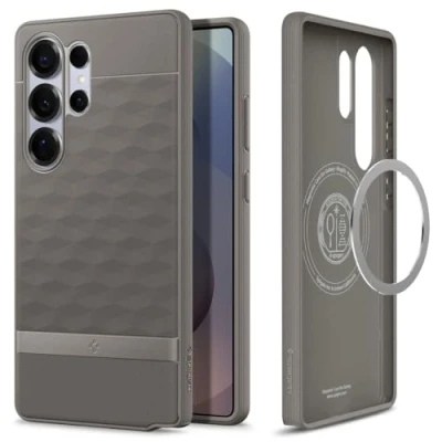 Abbildung von Spigen Parallax MagFit Hülle für Samsung Galaxy S25 Ultra, Kompatibel mit MagSafe Ash Gray