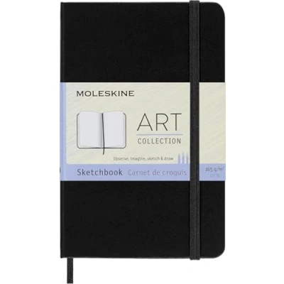 Abbildung von Moleskine 13 x 21 cm Großes Art Collection Skizzenbuch Zeichenblock Notizbuch Album mit Hartcover und elastischem Verschluss, Papier geeignet für Stifte, Bleistifte Buntstifte, 88 Seiten, Schwarz