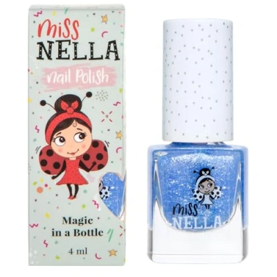 Abbildung von Miss Nella Elephunky abziehbarer Nagellack speziell für Kinder, blau Glitzer, Peel Off Formel, ungiftig, wasserbasiert und geruchsneutral