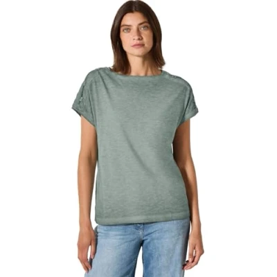Abbildung von Cecil Tshirt MIT Knopfdetail print, Damen, Größe: Large, Grün