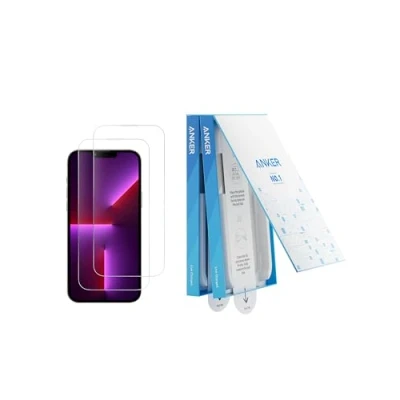 Abbildung von Anker Displayschutzfolie, blasen und staubfreies HD Panzerglas, Schutzfolie für iPhone, langlebig sturzsicher mit 9H Härte, einfache Installation, exklusiv iPhone 13Pro Max/14Plus (2er Pack)