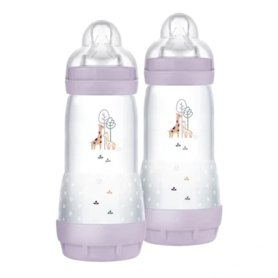 Abbildung von MAM Easy Start Anti Kolik Fläschchen, 2er Set, für Kinder ab 4 Monaten, 320 ml, Sauger Fluss 3 4+ Monate, aus SkinSoft Silikon, bio rund, Rosa