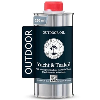 Abbildung von OLI NATURA Yacht &amp; Teaköl Holzöl für Außen 250 ml, Teak Premium Leinöl mit Schutz vor UV Strahlung, Verwitterung, Versprödung Vergrauung Geeignet fast alle Holzarten