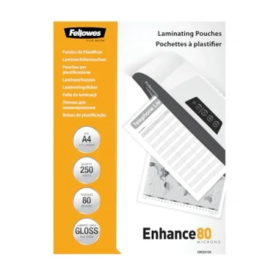 Abbildung von Fellowes Laminierfolien A4, 80 Mikron (2 x mic), glänzend, Value Pack mit 250 Stück