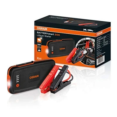 Abbildung von OSRAM BATTERYstart 200, KFZ Starthilfe, Lithium Batteriestarter 500A 12V für Motorrad &amp; PKW mit Powerbank Funktion bis zu 3L Benzinmotoren, 6000mAH