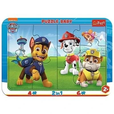 Abbildung von Trefl, Puzzle, Rahmenpuzzle mit Unterlage, 10 Teile, Das Paw Patrol Team, für Kinder ab 2 Jahren