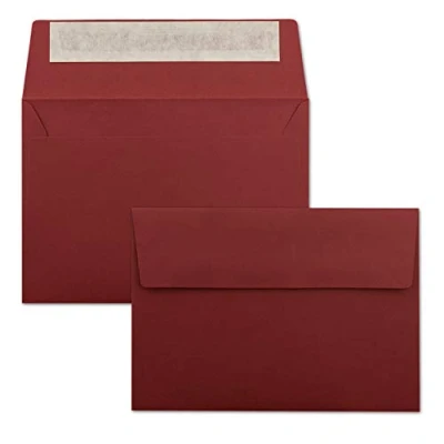 Abbildung von 50x Briefumschläge Dunkel Rot DIN C6 Format 11,4 x 16,2 cm Haftklebung Kuverts ohne Fenster Weihnachten, Grußkarten &amp; Einladungen Für A6 A4 Papier