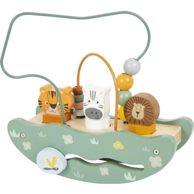 Abbildung von small foot Motorikschleife mit Wippe „Safari“, Holzspielzeug vielfältigen Spielfunktionen, ab 12 Monaten, 12459